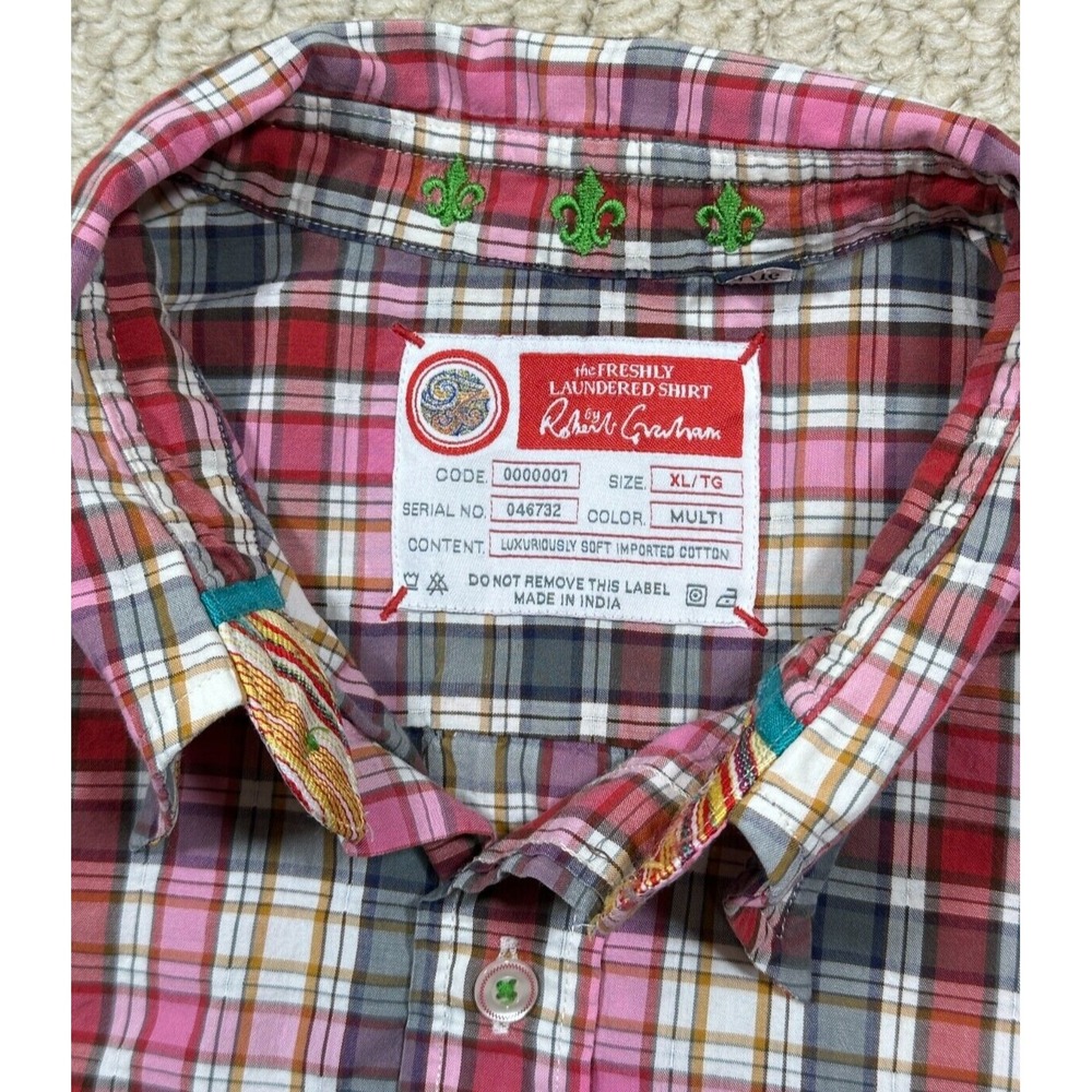 Robert Graham The Freshly Laundered Shirt Mens XL Multi Color Check Plaid Stitch